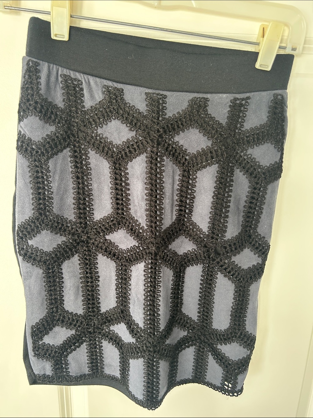 H&M crocheted and faux leather skirt. Black and grey.  size XS.
